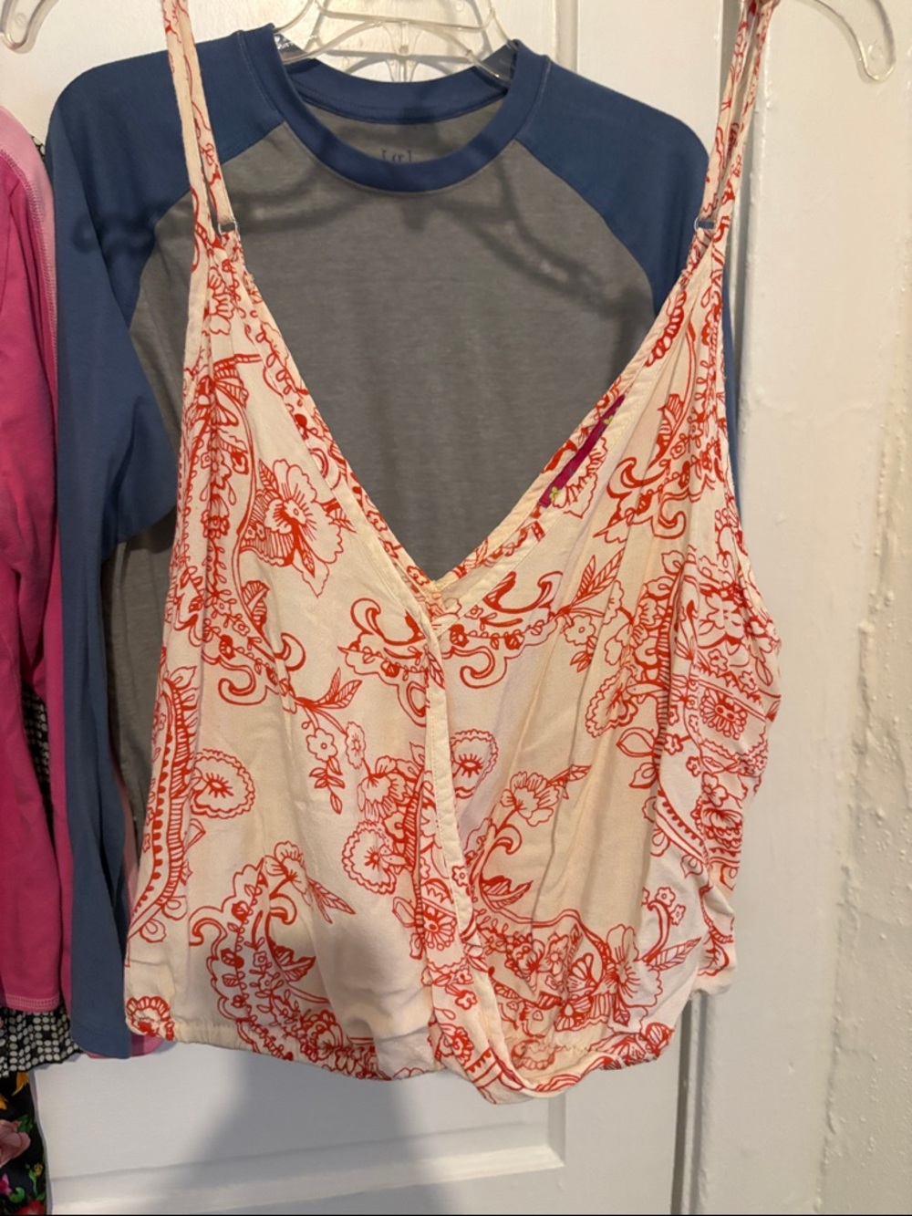 Sugar Cream White Cami with Orange Floral Paisley Print